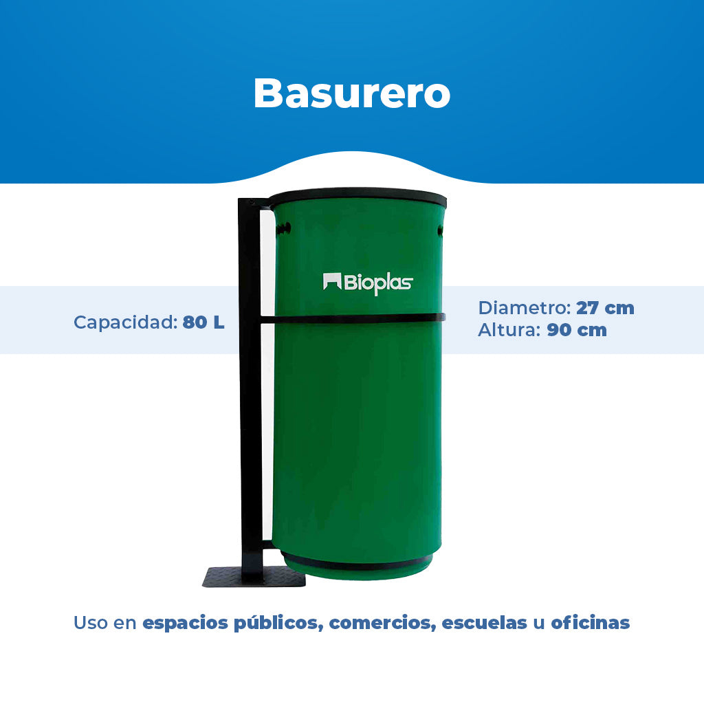 Basurero con poste 80 L