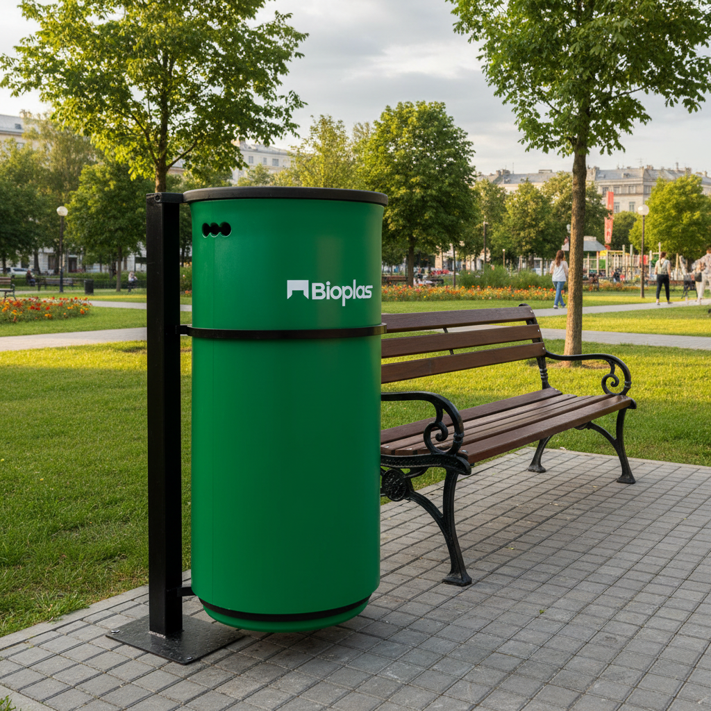 Basurero con poste 80 L